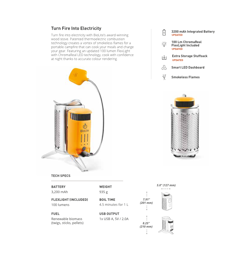 BioLite CampStove 2+ Electricity Generating Wood Camp Stove