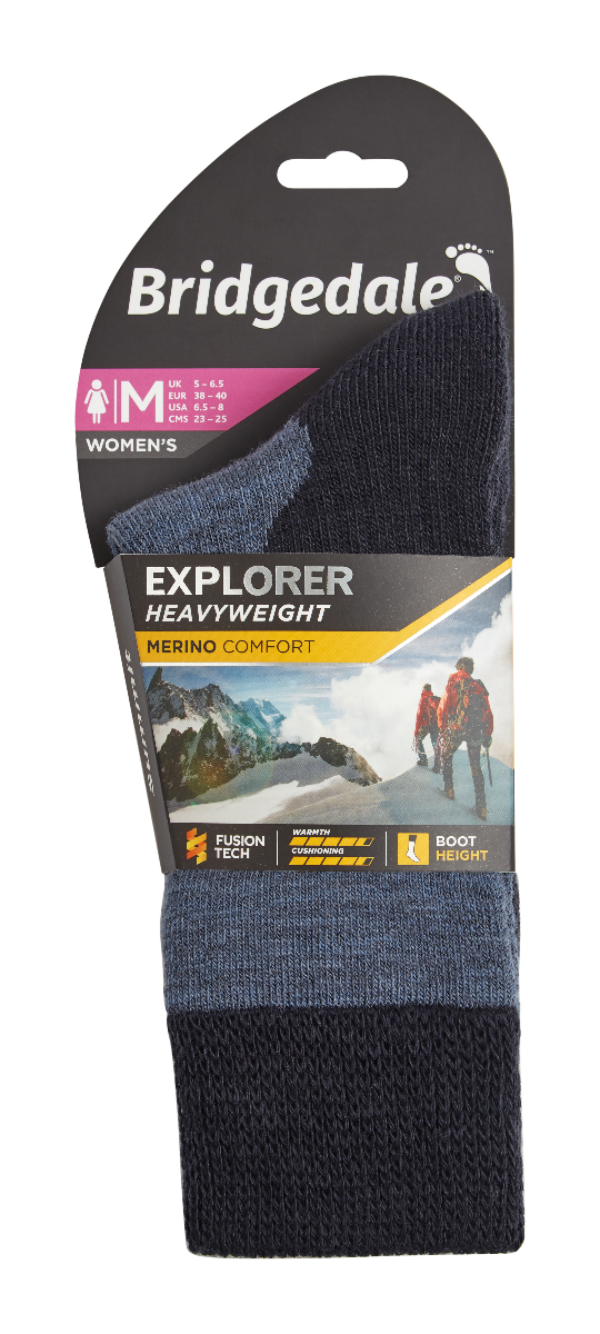 Bridgedale Women's Heavyweight Merino Comfort Boot Socks-Storm Blue