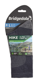Bridgedale HIKE Ultralight T2 Merino Performance Crew Men's Sock-Black