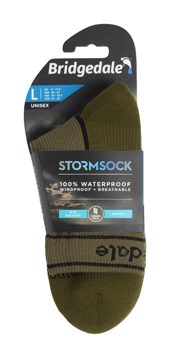 Bridgedale Stormsock Midweight Waterproof Ankle Sock-Khaki