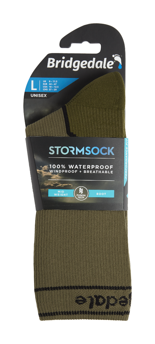 Bridgedale Stormsock Midweight Waterproof Boot Sock-Khaki