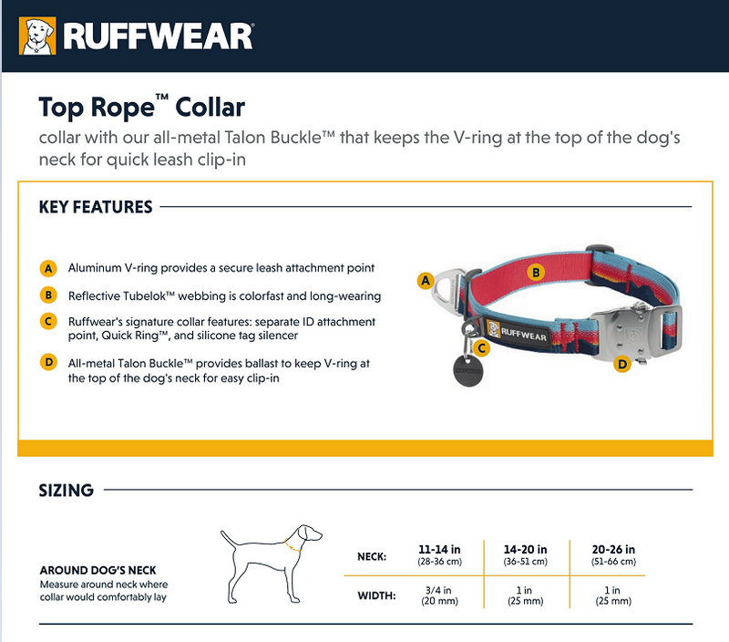 Ruffwear Top Rope Dog Collar-Sunset